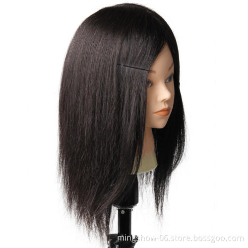 Mannequin Head with 100% Real Human Hair Black Doll Head for hair Styling Cosmetology Hair